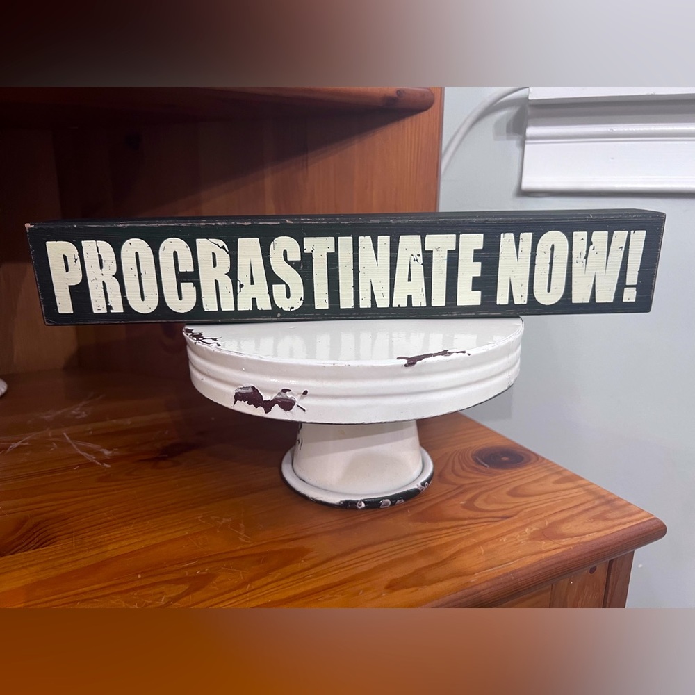Rustic Wooden Decor “Procrastinate Now”